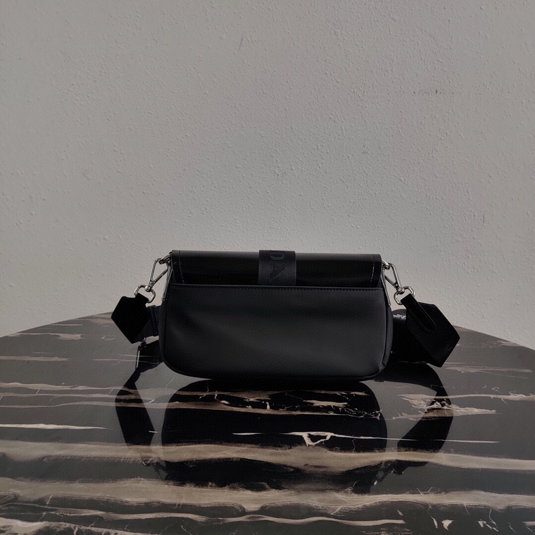 Prada Re Nylon And Leather Shoulder Bag Handbag Black 1BD295